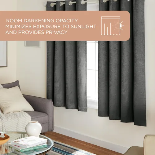 Miniatura 8 de TOWN & COUNTRY EVERYDAY - Cortinas de satén texturizado pesado sólido con lustre para interior, opacidad que oscurece la habitación, con ojales