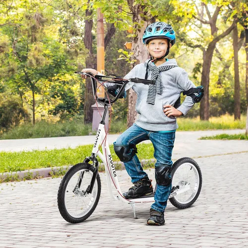 Miniatura 2 de Aosom Patinete para jóvenes, patinete para niños de 5 años en adelante, carga máxima 100 kg, con manillar ajustable, ruedas inflables de 16", frenos
