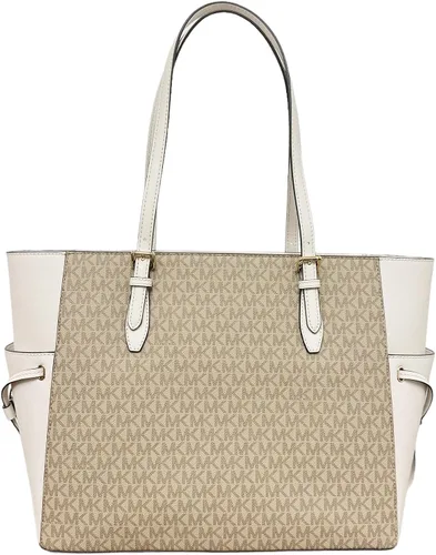 Miniatura 8 de Michael Kors Gilly Jet Set - Bolso grande con cremallera y cordón, Crema Claro Mk, Cordón