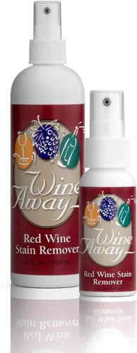 Wine Away Paquete de spray removedor de manchas de vino tinto, solución limpiadora de tela, tapicería y alfombras, elimina manchas de vino y manchas