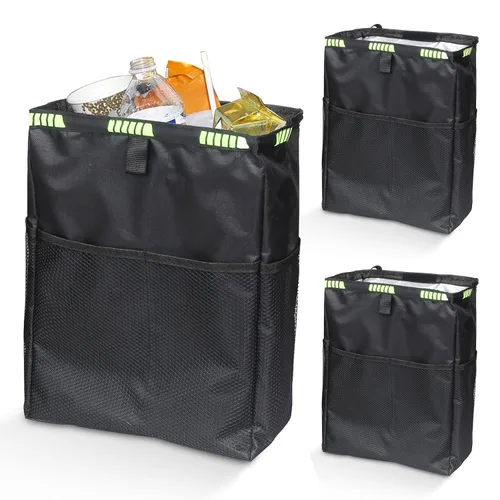 Miniatura 8 de Basurero para automóvil de 3.5 galones, bolsa de basura ultra grande para colgar, organizador de capacidad y almacenamiento con correas ajustables