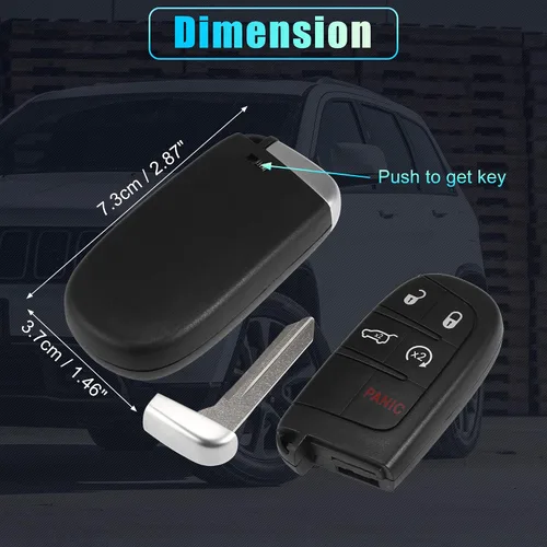 Miniatura 6 de X AUTOHAUX 2 unidades 433MHz M3N40821302 reemplazo sin llave remoto de entrada remoto para Jeep Grand Cherokee 2014-2020 5 botones con llave