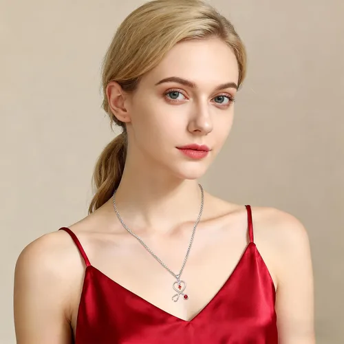 Miniatura 55 de Collar de alas de ángel de plata de ley 925, ángel de la guarda, enfermera RN caduceo, dije de ángel de cristal, joyería de regalo para mujer