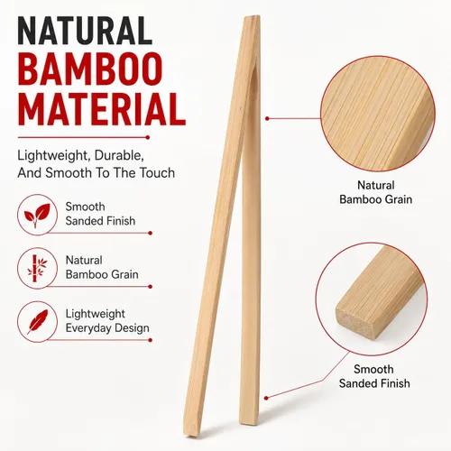 Miniatura 6 de HIC Pinzas para tostadora de bambú, madera, Madera