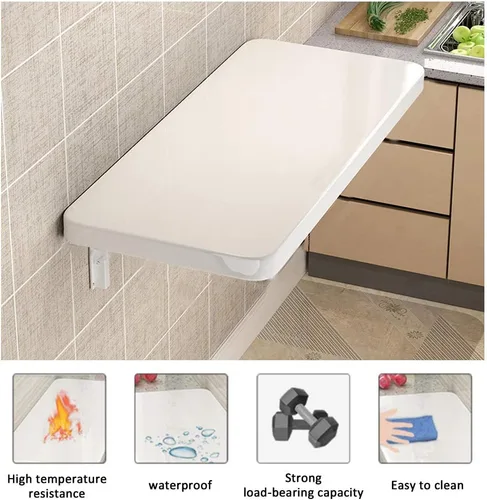 Miniatura 7 de Mesa de comedor plegable para el hogar, pequeña cocina, mesa de comedor plegable, mesa de trabajo flotante, estantería de gran área