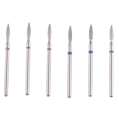Miniatura 8 de Juego de brocas para cutícula de llama, 6 piezas, vástago 3/32 Pro Diamond Nail Bit Set Para manicura de salón de uñas, uso natural o acrílico