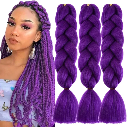 Miniatura 44 de Beige (613) Cabello trenzado 6 paquetes de extensiones de cabello sintético de 24 pulgadas, extensiones de cabello trenzado Jumbo Ombre trenzado