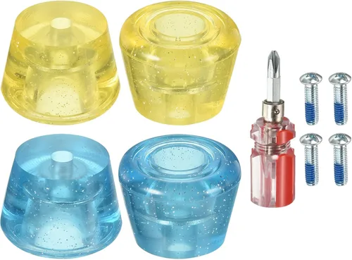 PATIKIL Topes de dedo del pie para patines con destornillador, tapones de freno de goma, bloque para accesorios de repuesto Azul Amarillo