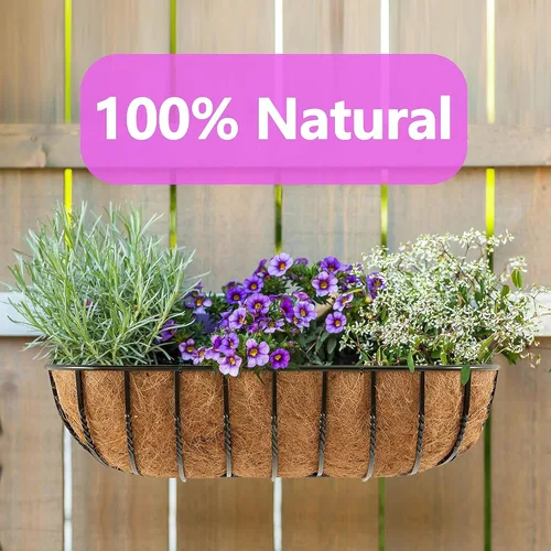 Miniatura 4 de TigeJoy 2 piezas de 24 pulgadas, revestimiento de fibra de coco grueso 100% natural para macetas, terrazas de jardín, macetas, 24 pulgadas