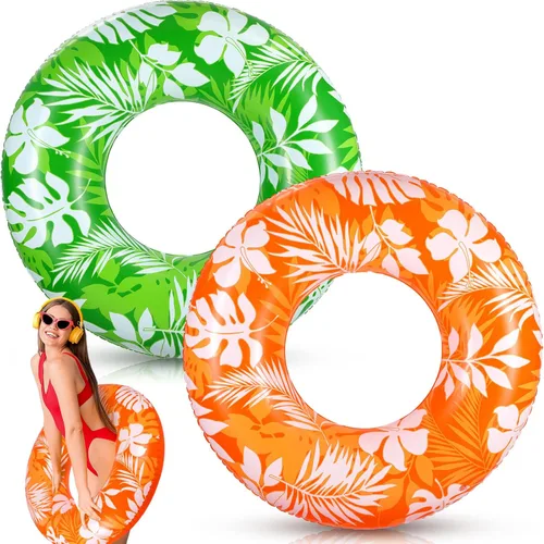 Miniatura 9 de 2 tubos de piscina para adultos de 42 pulgadas, flotadores inflables grandes de 42 pulgadas, hojas tropicales, flotadores inflables para piscina
