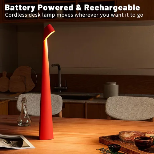 Miniatura 6 de HAPYGI Lámpara de escritorio LED portátil inalámbrica, lámpara de mesa inalámbrica recargable, brillo de 3 niveles, lámpara de mesa para patio, luz