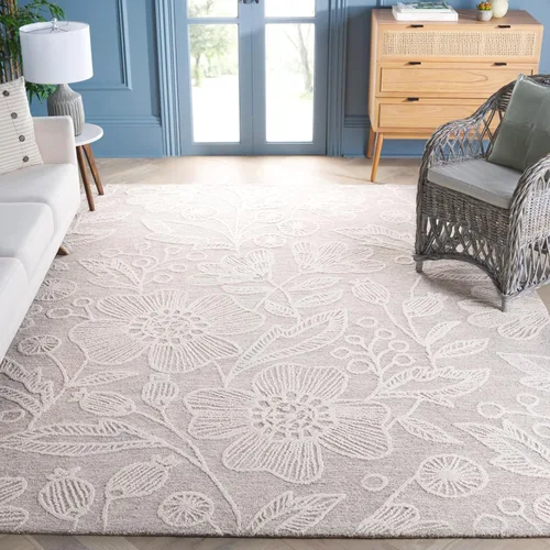 Miniatura 18 de SAFAVIEH Jardin Collection - Alfombra de pasillo, 2 pies 3 pulgadas x 8 pies, azul y marfil, lana floral hecha a mano, ideal para zonas de alto
