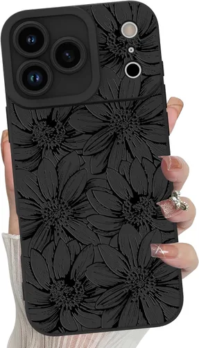 Miniatura 55 de MZELQ Funda para iPhone 17 Pro 2025, diseño de girasoles de silicona, flores florales, protección de cámara, funda delgada y suave para teléfono