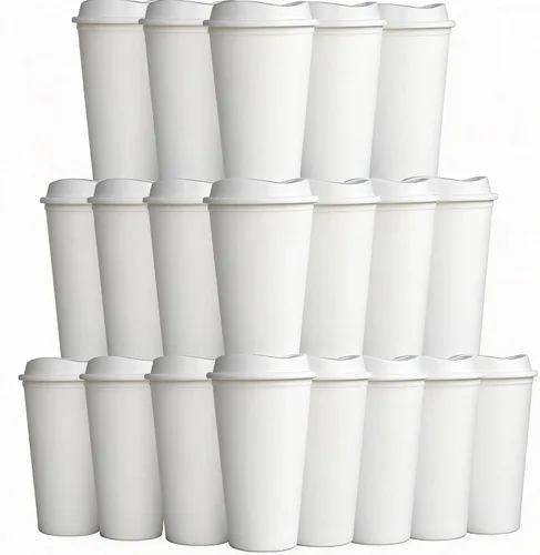 Miniatura 16 de Paquete de 20 tazas de café reutilizables con tapas, vasos de plástico de 16 onzas, taza de viaje para café helado para adultos y mujeres, bebidas