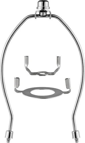Miniatura 7 de Soporte de arpa de pantalla de lámpara de 8 pulgadas, arpa de lámpara de níquel con adaptador E26 UNO Fitter, juego de sillín y remate estándar IPS