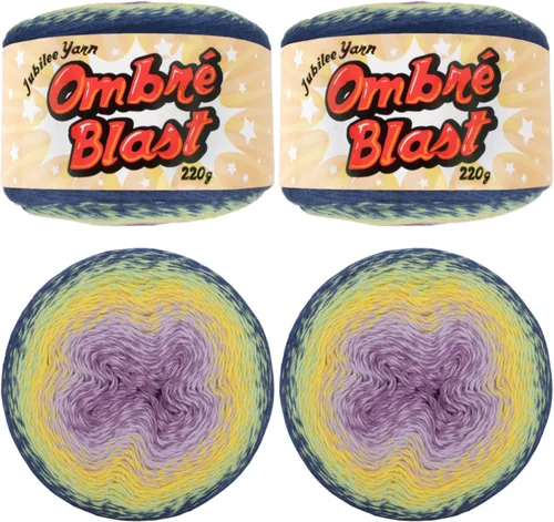 Miniatura 45 de JubileeYarn Hilo Ombré Blast - 220g/pastel Algodón Peso Bebé - Cripta de Hielo - 1 Pastel 119 Cripta de hielo