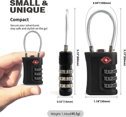 Miniatura 2 de Cerraduras de maleta aprobadas por la TSA, candado de combinación de 3 dígitos, cerraduras TSA para equipaje, candado combinado con código