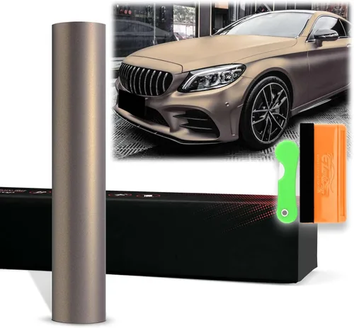 Miniatura 13 de 2 piezas de 4 x 8 pulgadas (3.9 in x 7.9 in) de selenita gris PET mate metálico vinilo adhesivo para auto auto hoja de película de película libre
