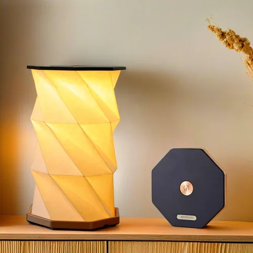 Lámpara portátil de regalo de viaje con atenuador táctil, lámpara de viaje de luz cálida, lámpara de papel plegable, lámpara de mesa de batería