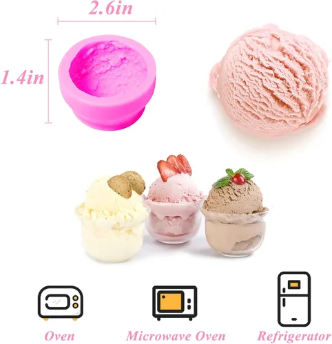 Miniatura 3 de Moldes de silicona en forma de bola de helado 3D, moldes para hacer galletas, moldes para hacer velas, moldes de silicona para jabón y arcilla