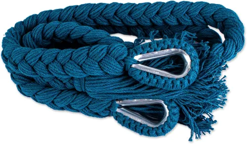 Miniatura 6 de NOVICA Hamaca maya de algodón azul turquesa 1001 Summer Nights de México 'Caribbean Blue Cascade