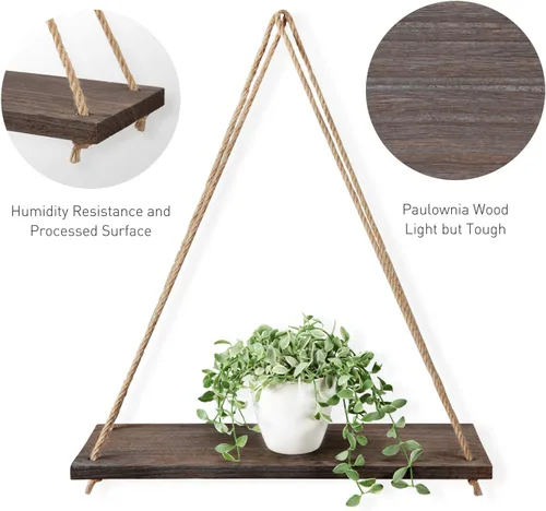 Miniatura 6 de Mkono – Estantería flotante de madera para colgar en la pared, estilo rústico, juego de 3 estantes de pared, organizador para el hogar, estanterías