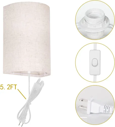 Miniatura 7 de AVV Juego de dos apliques de pared, lámpara de pared enchufable con interruptor de encendido/apagado, 2700K 4000K 5000K seleccionables, luces