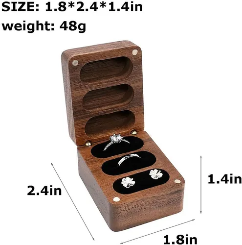 Miniatura 5 de Caja de madera para anillos de 3 anillos, ceremonia de boda, caja de madera grabada, accesorios de boda, cajas de anillos para ceremonia de boda