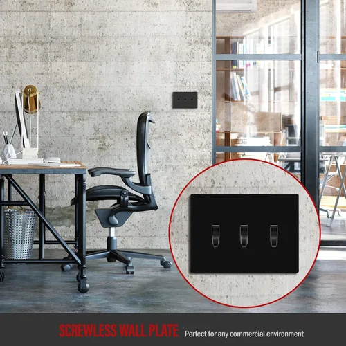 Miniatura 6 de ENERLITES - Placa de pared para interruptor de palanca triple sin tornillos, cubierta de interruptor de luz segura para niños, tamaño estándar de 3