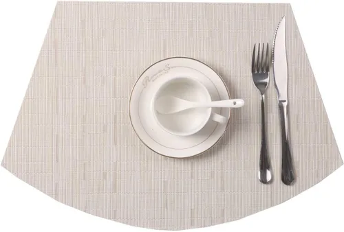 Miniatura 2 de SHACOS Juego de 5 manteles individuales pequeños en forma de cuña con centro de mesa, resistentes al calor, lavables (5, beige)