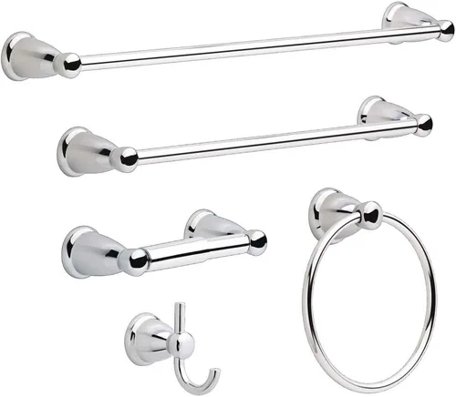 Miniatura 2 de Franklin Brass Kinla (1-Paquete) Ganchos para Toallas Cromo Pulido para Baño J-Dobles Montados en Pared para Batas y Toallas Gancho de 2 Puntas