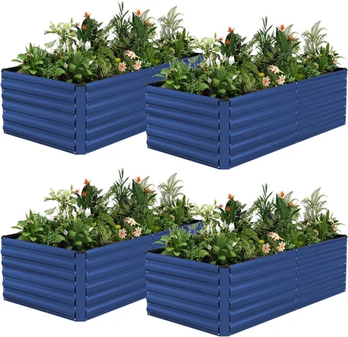 Miniatura 13 de NAVINE Cama de jardín elevada de 8 x 4 x 2 pies, macetas elevadas de metal grande, macetas para plantas al aire libre para verduras, flores