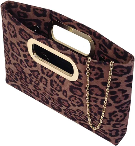 Miniatura 3 de JNB Embrague de leopardo pequeño con asa superior de ante sintético