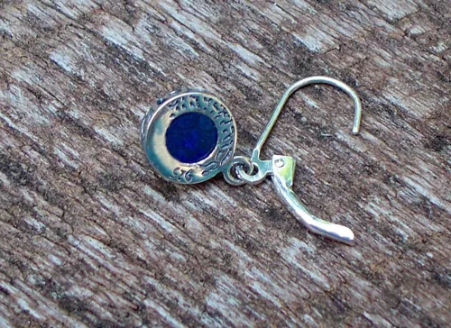 Miniatura 5 de Pendientes de plata de ley con tarro de crema vintage reciclado de los años 60 de la colección botánica, Cobalto