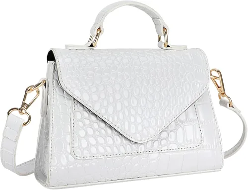 Miniatura 2 de FAMYPAL Bolsos cruzados de cocodrilo para mujer, bolso pequeño de moda para teléfono, bolso de mano con asa superior para mujer