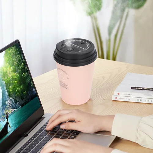 Miniatura 2 de Humidificador de escritorio USB 10.1 fl oz taza de café de bajo ruido apagado automático compacto ligero ahorro de espacio mini humidificador