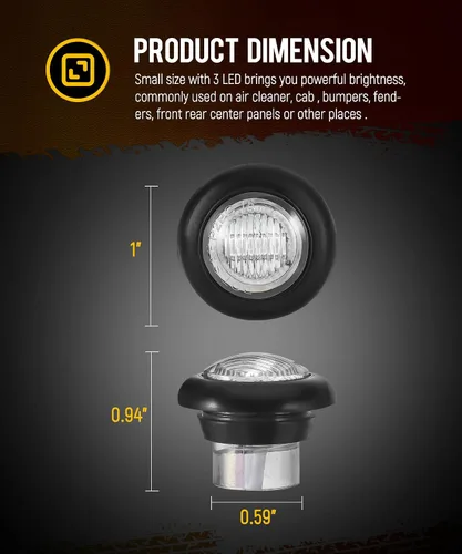 Miniatura 5 de Partsam 10 unidades de luz LED redonda de doble color de 3/4 pulgadas, color ámbar a blanco, luz lateral auxiliar de luz lateral, aprobadas por DOT