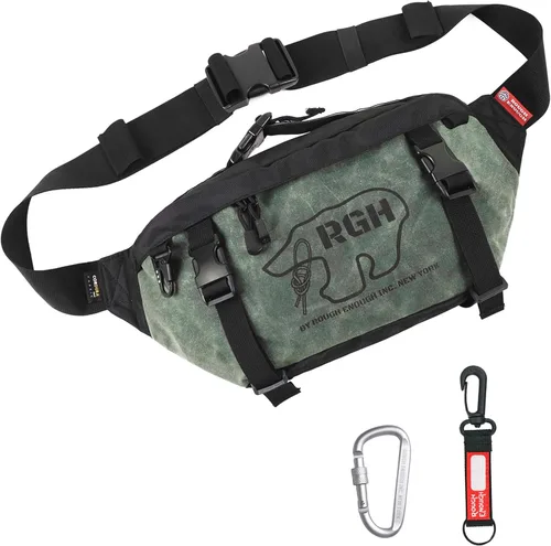 Miniatura 10 de Rough Enough - Riñonera táctica para hombres, lona encerada, cremallera YKK, hebillas UTX, capacidad de 4 litros, mosquetón y correa ajustable