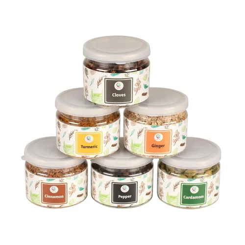Set de especias (6 especias esenciales) | Cardamomo, canela, clavo, jengibre, pimienta, cúrcuma | Set de regalo perfecto para especias | por Yogi's