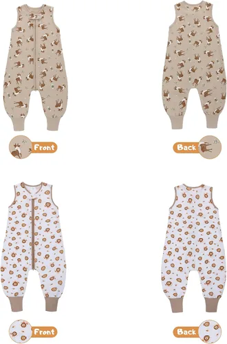 Miniatura 3 de LAT - Saco de dormir para bebé, saco de dormir de algodón sin mangas para niños pequeños con piernas, manta con cremallera 6M-4T