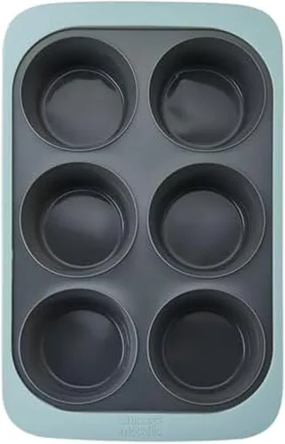 Miniatura 20 de Chicago Metallic Molde de silicona para magdalenas de 12 tazas, color azul, antiadherente con borde reforzado con alambre, apto para horno hasta 428