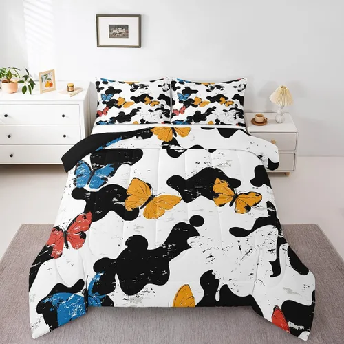 Miniatura 13 de Juego de edredón con estampado de vaca marrón para niñas y niños, edredón de plumón de piel de vaca de las tierras altas, ropa de cama de piel