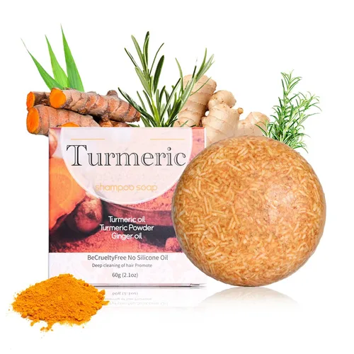 Barra de champú de cúrcuma para limpieza profunda, control de aceite e hidratación del cabello seco, barra de champú de jabón sólido natural con