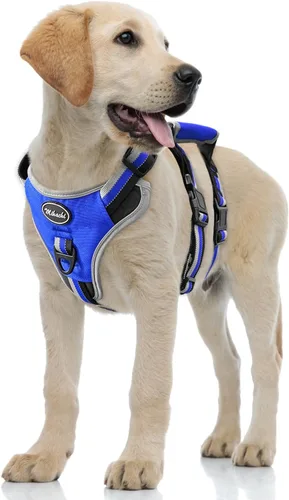 Miniatura 14 de Mihachi Arnés para perro a prueba de escapes, arnés para perro sin tirones con asa, suave acolchado reflectante y ajustable de cuerpo completo