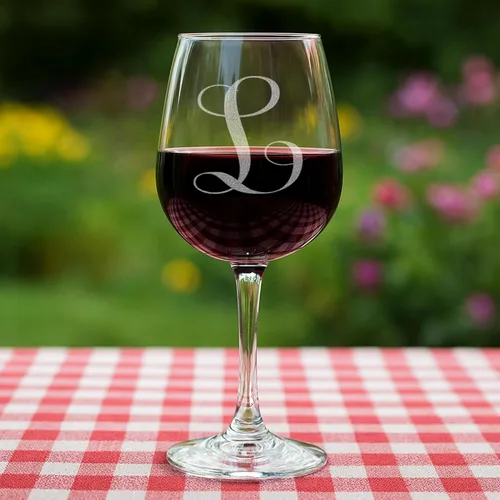 Miniatura 5 de Regalos de vino con monograma A-Z para mujer, copa de vino personalizada grabada de 12.75 onzas, regalos divertidos con monograma para amantes