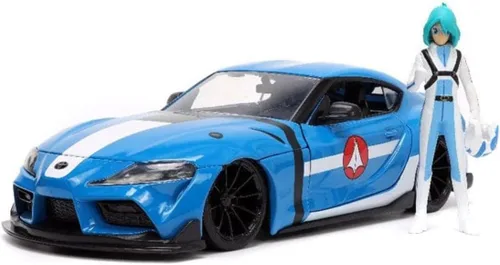 Jada Toys Robotech 1:24 2020 Toyota Supra - Coche fundido a presión con figura Max Sterling de 2.75 pulgadas, juguetes para niños y adultos