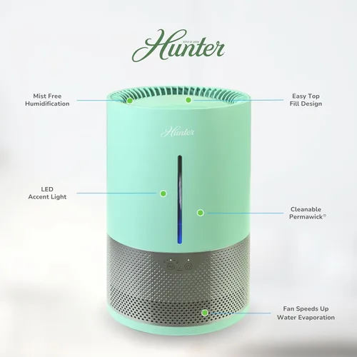 Miniatura 2 de HHE150 Hunter Aspire 4.8L Humidificador evaporativo con filtro PermaWick (4.8L) - Elimina contaminantes y polvo blanco para niebla y aire limpios