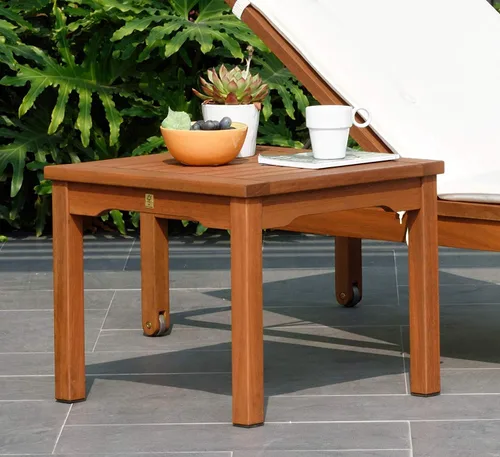 Miniatura 2 de Amazonia Mesa auxiliar cuadrada y duradera Roma Madera de eucalipto Ideal para exteriores e interiores