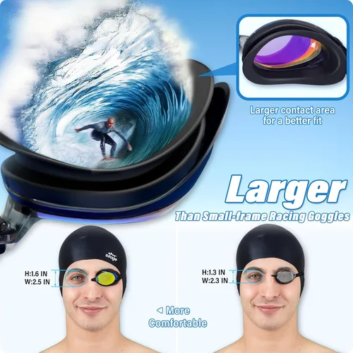 Miniatura 5 de Seago 2 Pack Swimming Goggles Anti-fog Anti-UV Silicone Swim Goggles Adult Women Men Rosa y doradoPINK & GOLD)