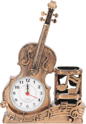 Garneck Portalápices para violín Decoraciones para Salas De Casa Librería Estante Modelo Violín Figuras Papelería Madera Portalápices Hierro
